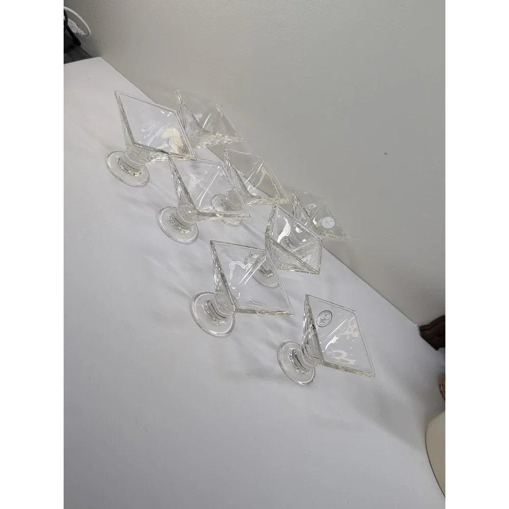 Set of 8 Crystal Clear Square Pyramid Shaped Footed SHERBERT DISH‎ 3